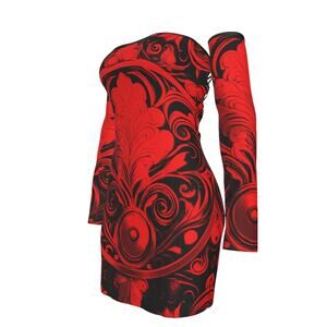 Fullbreedcustom Print Women's Off-shoulder Back Lace-up Dress